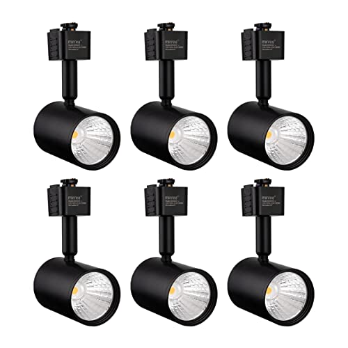 mirrea LED Track Lighting Heads Compatible with Single Circuit J Type Track Lighting Rail Ceiling Spotlight for Accent Task Wall Art Exhibition Lighting 6.5W 24° Black Pack of 6 (3000K Warm White) - Image 1