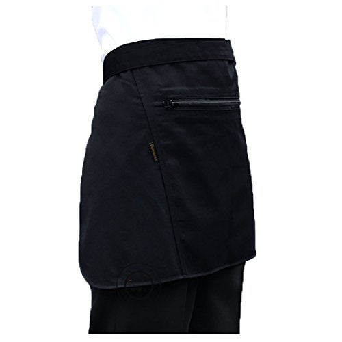 LISSOMPLUME Kitchen Half Waist Apron Work Money Holder Apron with Zipper Pocket 75 40cm Black - Image 3