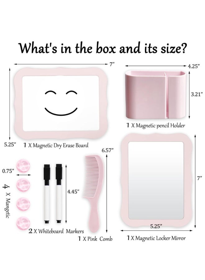 Stylish Locker Accessories Kit for Girls - Includes Mirror, Whiteboard, Pen Holder, Cute Flower Magnets & Marker Set - All-in-One School Locker Decor & Organizer Set to Brighten Up Your School Day - Image 3