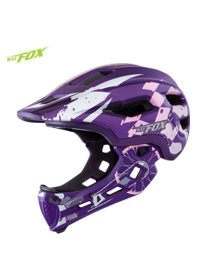Purple Children's Balance Bike Helmet Children's Skateboard Helmet Safety Helmet Mountain Downhill Bike Children's Full Helmet