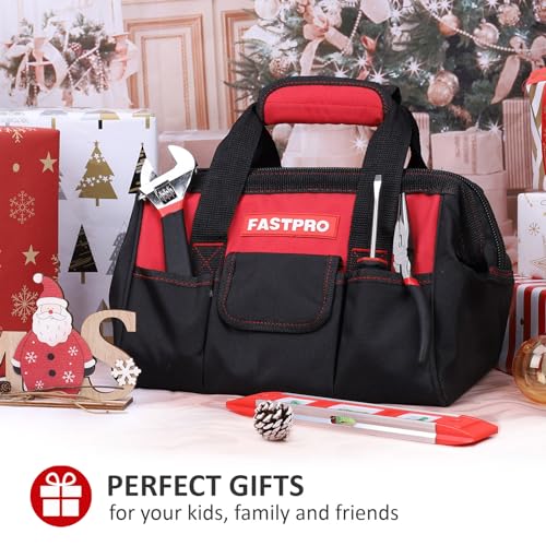 FASTPRO 236-Piece Home Repairing Tool Set, Mechanics Hand Tool Kit with 12-Inch Wide Mouth Open Storage Bag, Household Tool Set for DIY, Home Maintenance, Red - Image 3