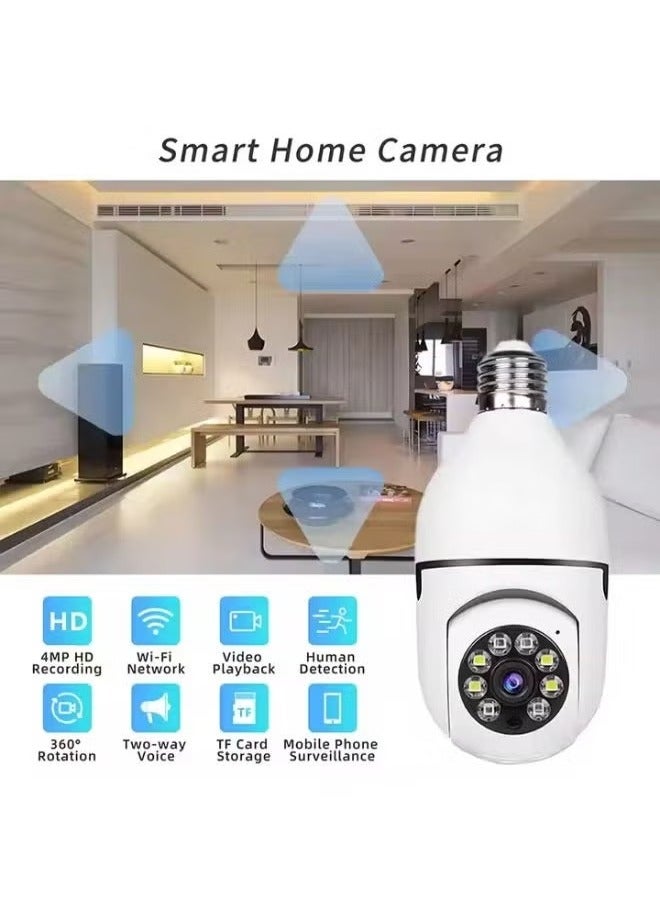MIGOFAST Pack of 2 -1080p 4mp Color Night Vision Two Way Audio 360 Degree Ip Network Surveil Wireless Home Security Cctv Wifi Bulb Camera Wireless Light and provide 360°Panoramic Security Outdoor Surveillance - Image 3
