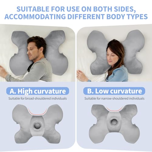 Swaycy Side Sleeper Pillow for Shoulder Pain and Ear Piercing Pillow, Ergonomic Cotton Orthopedic Pillow for Neck Pain Relief, Pressure Release for Pierced Ears & Rotator Cuff, ldeal for Side Sleepers (Gray) - Image 5