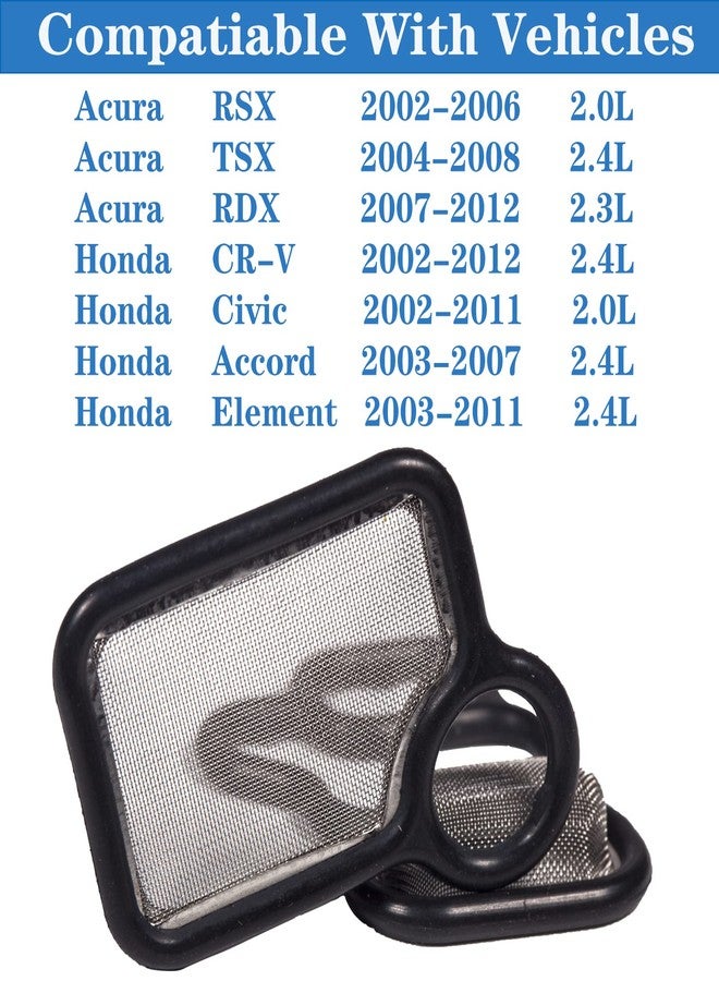 HIHIAV 917-176 15815-RAA-A02 فلتر صمام هوندا Spool، فلتر حشية صمام VTC VTEC 15845-RAA-A01 2002-2015 CRV Element Civic Si Accord Crosstour Acura R/TSX RDX 91319-PAA-A01 15810-RAA-A01 2.0 لتر 2.4 لتر - Image 2