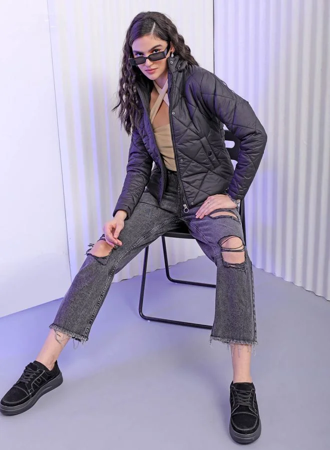 Freehand Women Slim Fit Solid Puffer Jacket