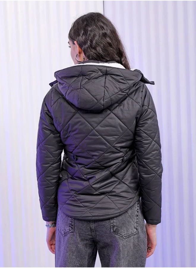 Freehand Women Slim Fit Solid Puffer Jacket