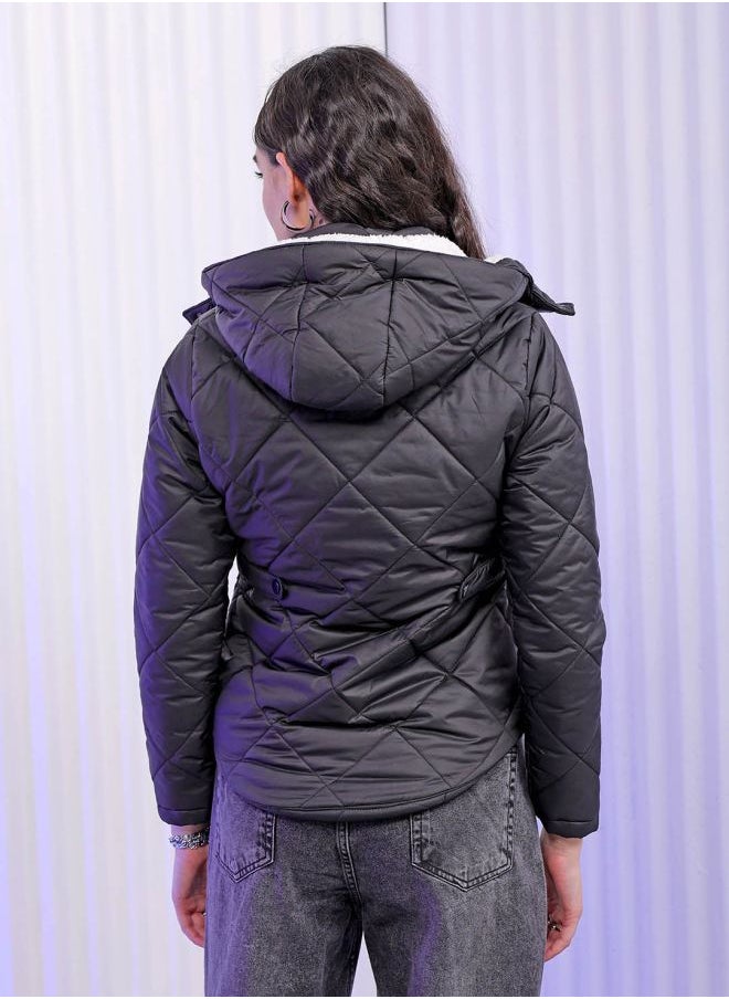 Freehand Women Slim Fit Solid Puffer Jacket  - Image 2