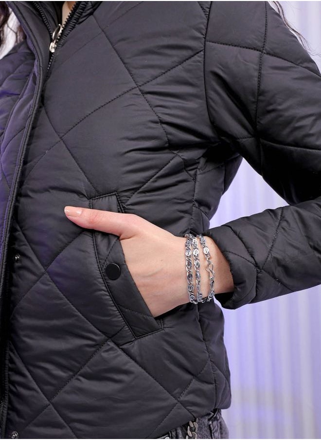 Freehand Women Slim Fit Solid Puffer Jacket  - Image 5