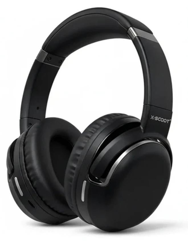 أكس-سكوت سماعات رأس لاسلكية قابلة للطي مع صوت جهير نقي وتأثير جهير مزدوج ووقت تشغيل يصل إلى 24  ساعة وجاهزة للمساعد الصوتي وصوت عالي الدقة وميكروفون عالي الدقة للمكالمات بدون استخدام اليدين ودعم بطاقة TF وتصميم مريح - أسود - Image 1