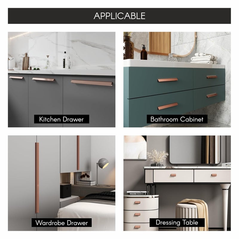 LAPO 20 Pack Premium Kitchen Profile Handle Cabinet Door Handle and Office Drawer Profile Handle Furniture Aluminium Finish Drawer Handle 4 Inch Rose Gold Color - Image 4