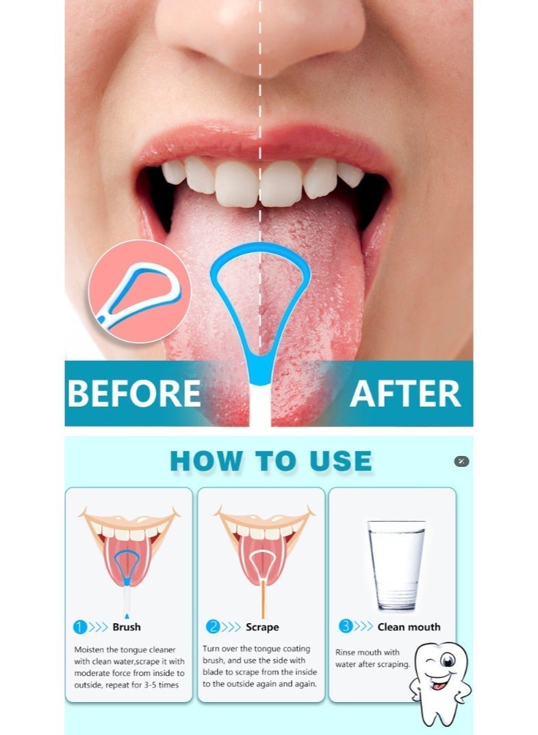 منظف ​​اللسان، مكشطة لسان محمولة قابلة لإعادة الاستخدام للحد من رائحة الفم الكريهة وتحسين نظافة الفم، فرشاة لسان سهلة الاستخدام (عبوة من 5 قطع) - Image 4