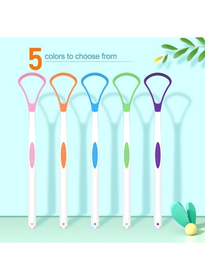 منظف ​​اللسان، مكشطة لسان محمولة قابلة لإعادة الاستخدام للحد من رائحة الفم الكريهة وتحسين نظافة الفم، فرشاة لسان سهلة الاستخدام (عبوة من 5 قطع) - Image 1