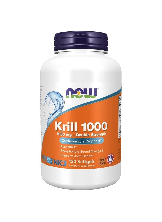 now Supplements, Neptune Krill, Double Strength 1000 mg, Phospholipid-Bound Omega-3, 120 Softgels - Image 1