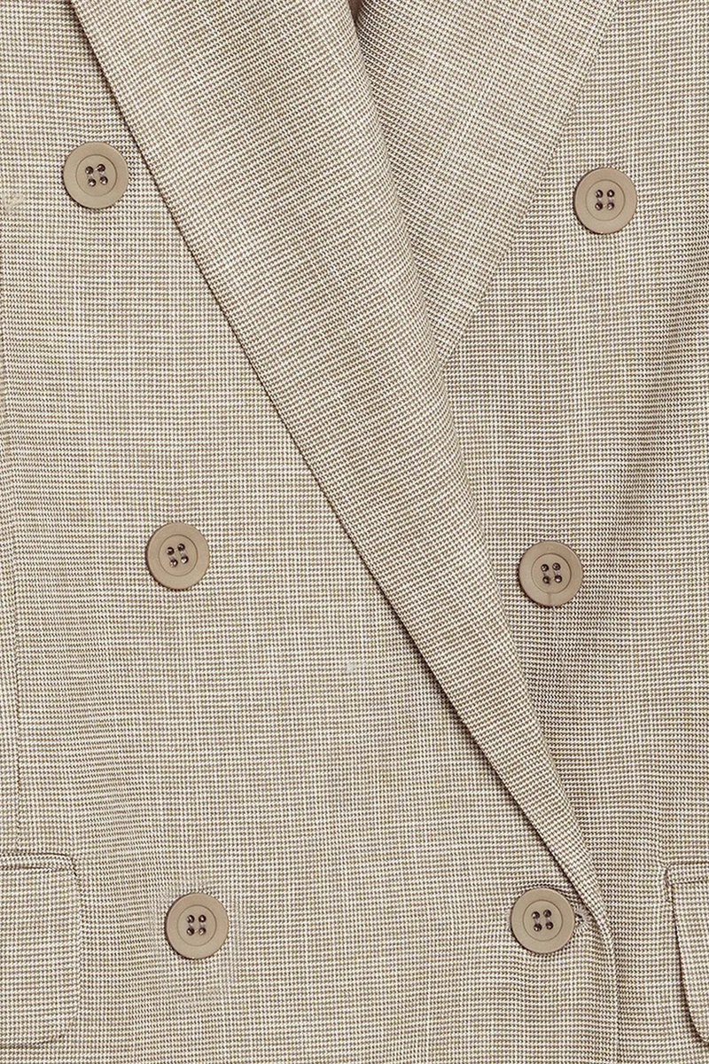 Dilvin Beige Natural DILVIN Long Shawl Collar Crepe Blazer for Women | Best Price UAE