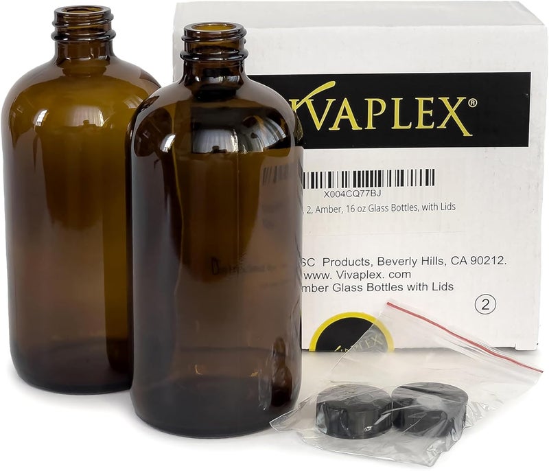 Vivaplex زجاجات فيفابلكس 2 كهرماني سعة 16 أونصة مع أغطية - Image 3