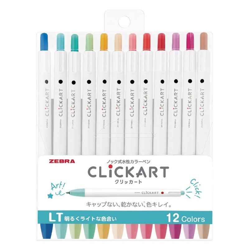 Zebra Technologies Clickart Water-Based Pen Bright Light 12 Colors Set, Wyss22-12Clt (New Version) - Image 1