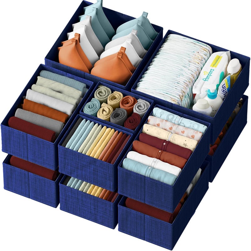 NEATERIZE Drawer Organizer Set of 12 - Navy Dresser Organizer for Nursery, Bedroom & Closet - Image 1