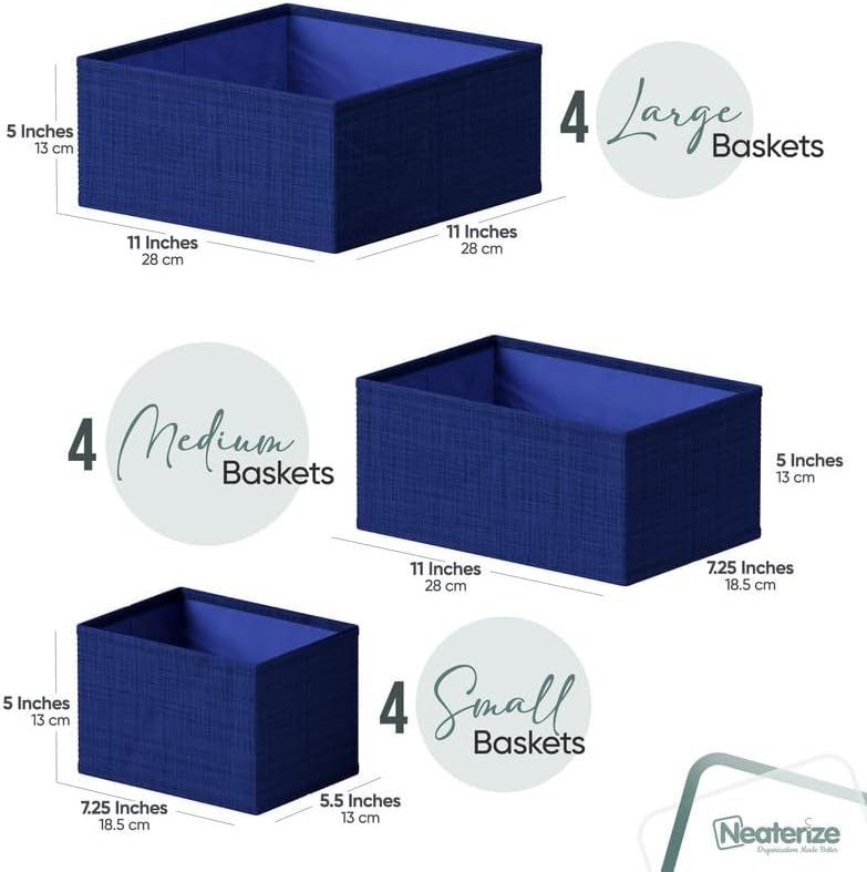 NEATERIZE Drawer Organizer Set of 12 - Navy Dresser Organizer for Nursery, Bedroom & Closet - Image 2