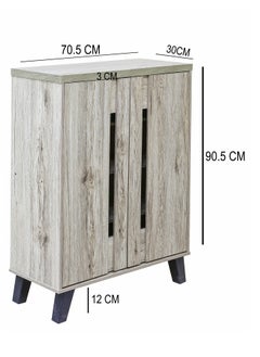 AFT Modern Shoe Cabinet with 2 Doors - Durable Particle Board Design. Particle Board Shoe Cabinet with 2 Doors - Stylish Storage Solution. Perfect for Any Entryway, living room, dining room or bedrooms. Space-Saving Design, Organize Your Footwear Effortlessly. (Natural Oak) Arfan  - Image 5