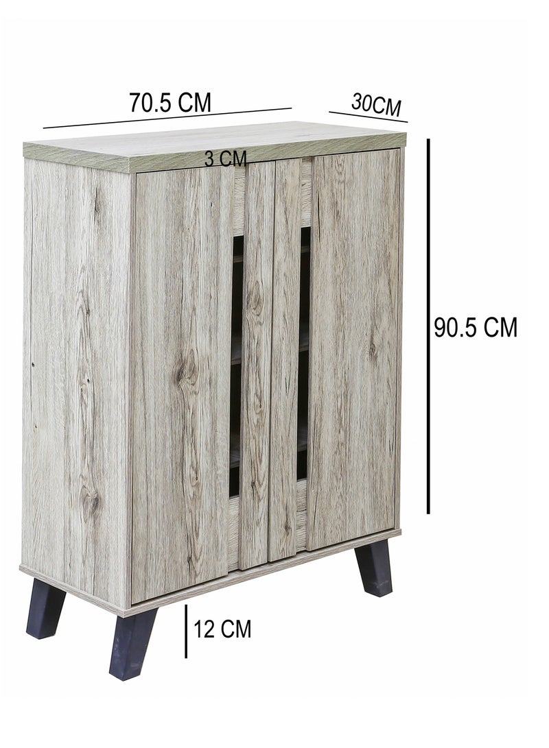 AFT Modern Shoe Cabinet with 2 Doors - Durable Particle Board Design. Particle Board Shoe Cabinet with 2 Doors - Stylish Storage Solution. Perfect for Any Entryway, living room, dining room or bedrooms. Space-Saving Design, Organize Your Footwear Effortlessly. (Natural Oak) Arfan  - Image 5