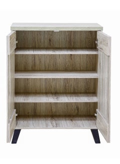 AFT Modern Shoe Cabinet with 2 Doors - Durable Particle Board Design. Particle Board Shoe Cabinet with 2 Doors - Stylish Storage Solution. Perfect for Any Entryway, living room, dining room or bedrooms. Space-Saving Design, Organize Your Footwear Effortlessly. (Natural Oak) Arfan  - Image 4