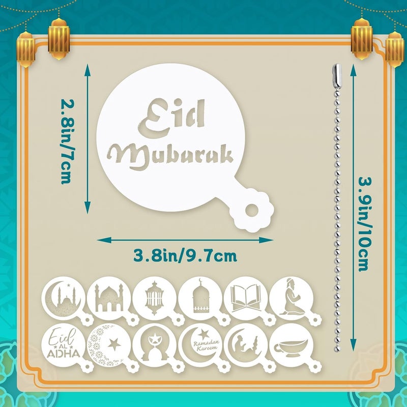 JULBEAR 36 Pieces Reusable Eid Mubarak Cookie Cake Stencils, Ramadan Stencil Templates Mold Tools for Cookies Coffee DIY Eid Mubarak Holiday Baking Painting Dessert Craft Decoration - Image 2