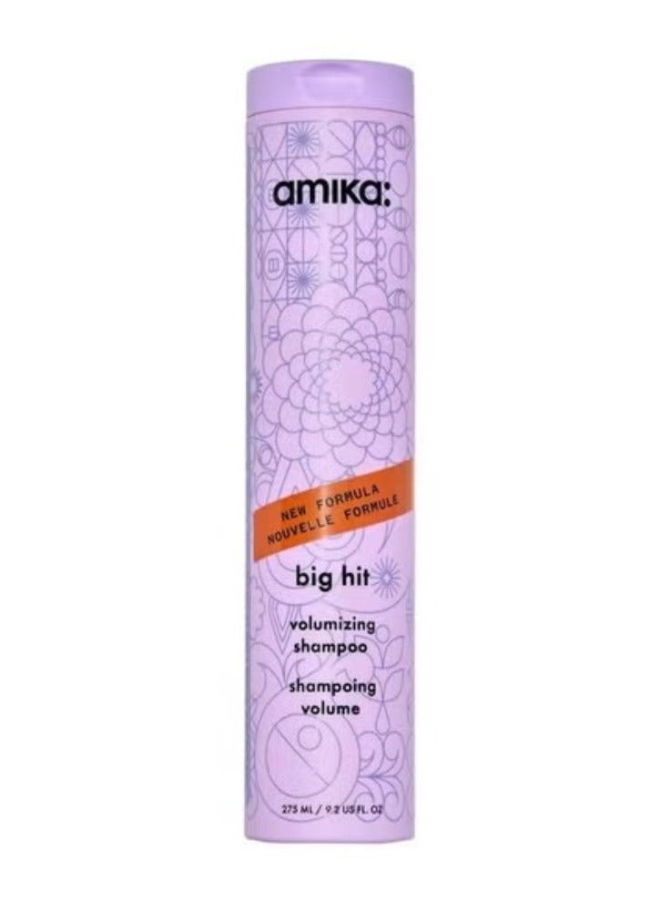 Amika Big Hit Volumizing Shampoo – Lightweight, Body-Boosting Cleanser with Red Algae and Hydrolyzed Rice Protein for Fuller, Thicker-Looking Hair with Long-Lasting Volume – 9.2 oz / 275 ml, Vegan & Cruelty-Free