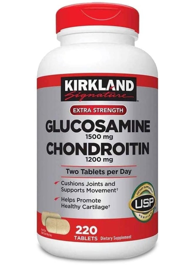 Kirkland Signature - Extra Strength Glucosamine 1500Mg/Chondroitin 1200Mg Sulfate 220 Tablets - Image 1