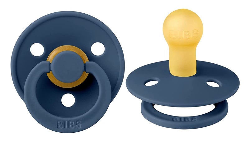 BIBS Pacifiers Colour Collection | Natural Rubber Baby Pacifier | Set of 2 BPA-Free Soothers | Made in Denmark | 0+ Months (Pack of 2) | Steel Blue - Image 1