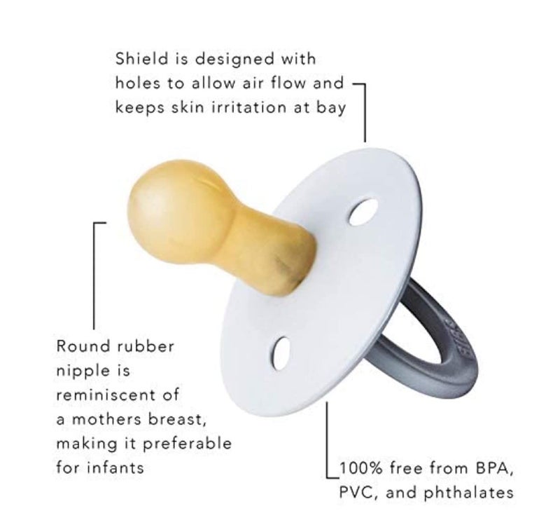 BIBS Pacifiers Colour Collection | Natural Rubber Baby Pacifier | Set of 2 BPA-Free Soothers | Made in Denmark | 0+ Months (Pack of 2) | Steel Blue - Image 2