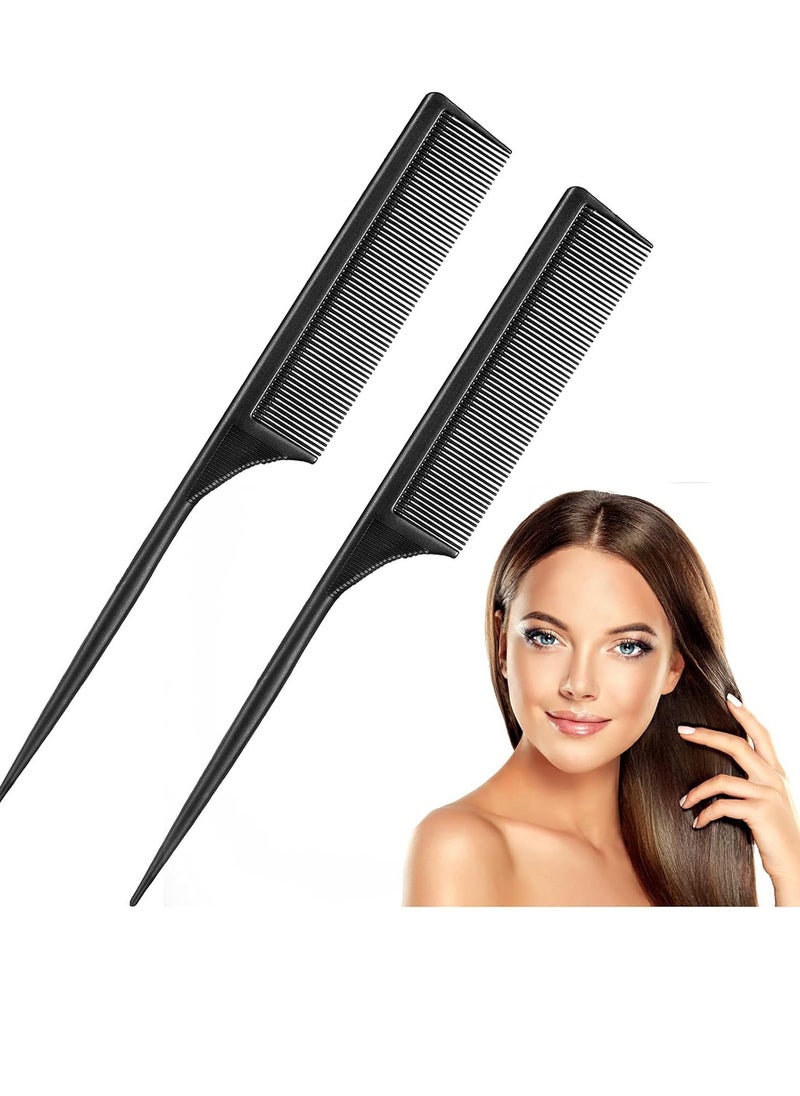 Leinuosen 2 Pack Rat Tail Combs for Women Fine Tooth Comb Parting Tip Carbon Fiber Root Teasing Anti Static Heat Resistant Adding Volume Evening Hair Styling  - Image 1