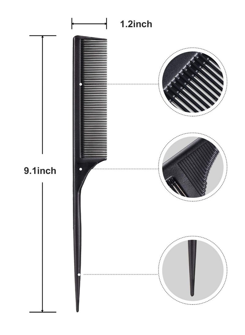 Leinuosen 2 Pack Rat Tail Combs for Women Fine Tooth Comb Parting Tip Carbon Fiber Root Teasing Anti Static Heat Resistant Adding Volume Evening Hair Styling  - Image 2