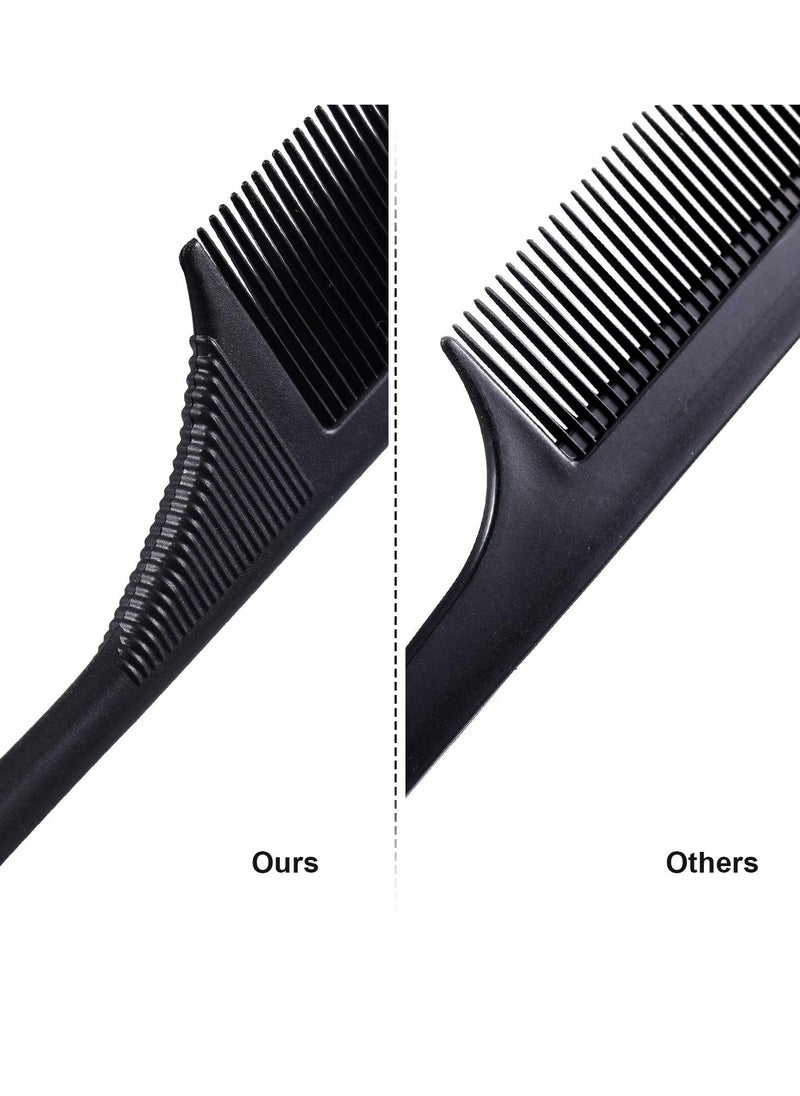 Leinuosen 2 Pack Rat Tail Combs for Women Fine Tooth Comb Parting Tip Carbon Fiber Root Teasing Anti Static Heat Resistant Adding Volume Evening Hair Styling  - Image 4