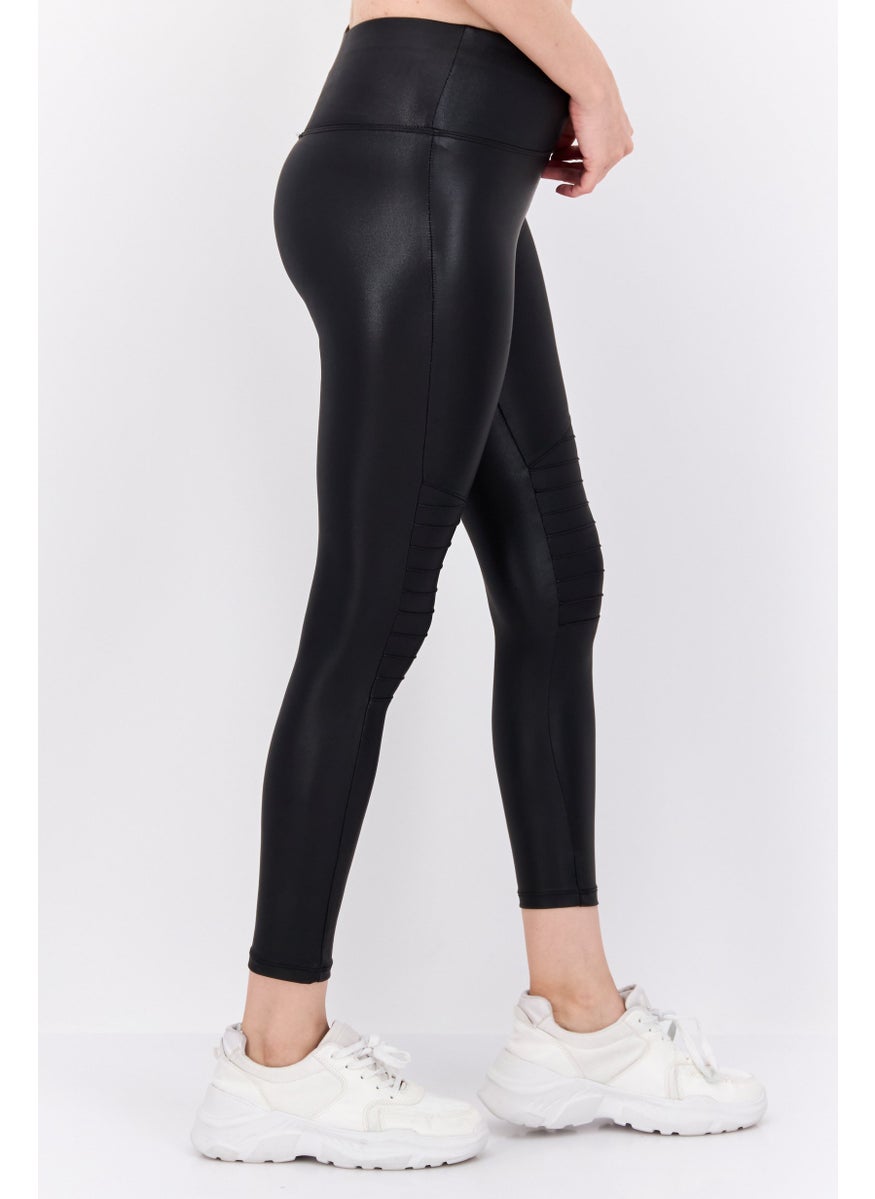 NEW LOOK Women Petite Solid Faux Leather Skinny Pants, Black  - Image 2
