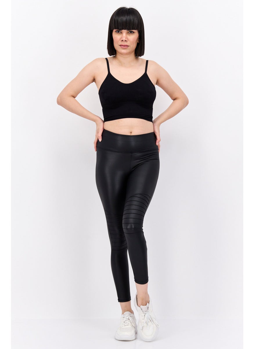 NEW LOOK Women Petite Solid Faux Leather Skinny Pants, Black  - Image 3