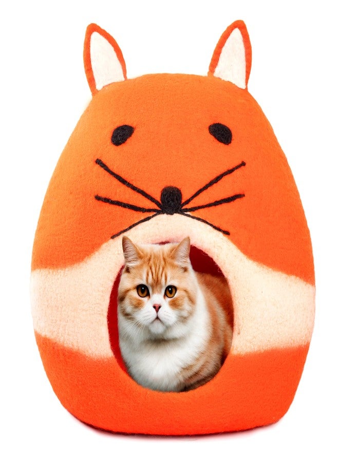 Woolygon Luxurious Eco-Friendly Merino Wool Cat Cave Bed Sloth - Foldable Hideaway Pod for Indoor Cats - Premium Felt Kitten Beds - Covered Cat House for Ultimate Cozy Comfort by Woolygon - Image 5