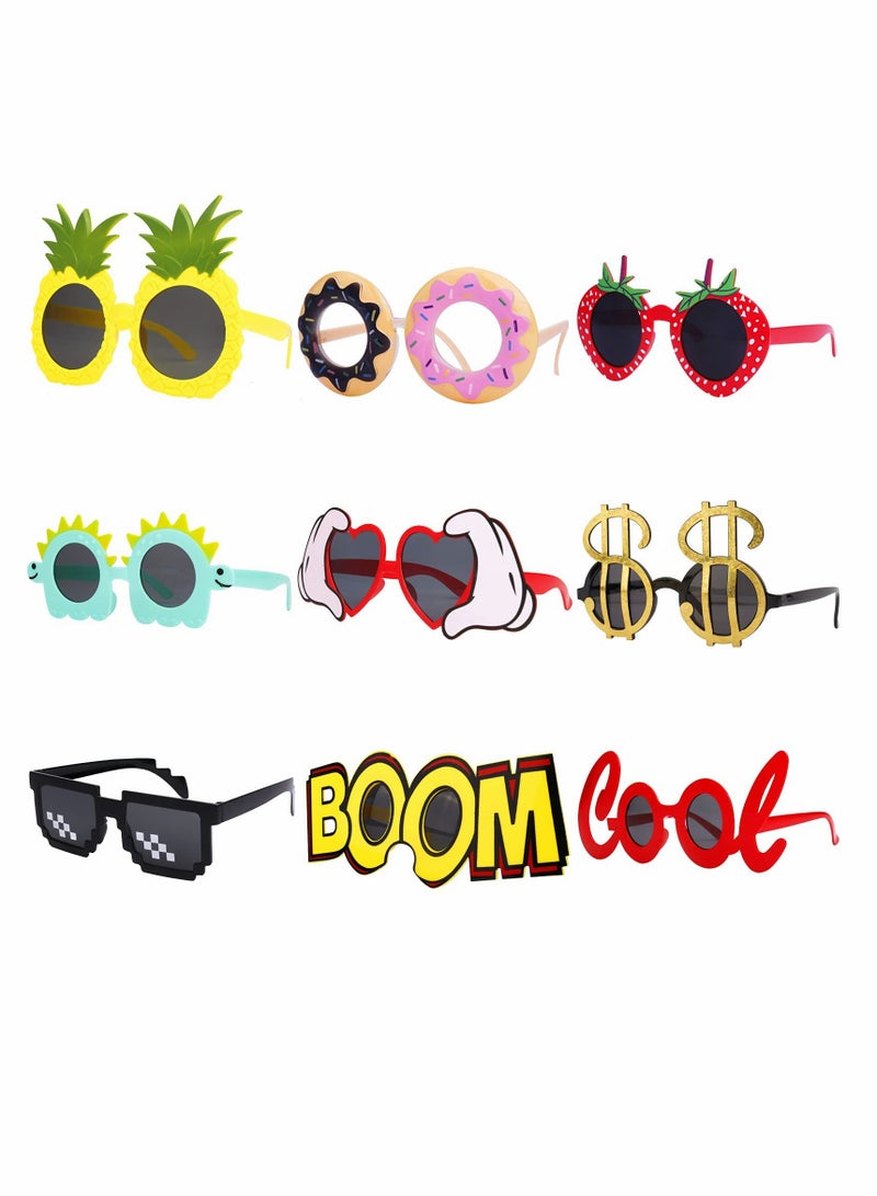 KASTWAVE Party Sunglasses, 9 Pairs Funny Hawaiian Glasses, Summer Party Supplies, Kids Party Gifts, Fancy Photo Props for Adults - Image 1