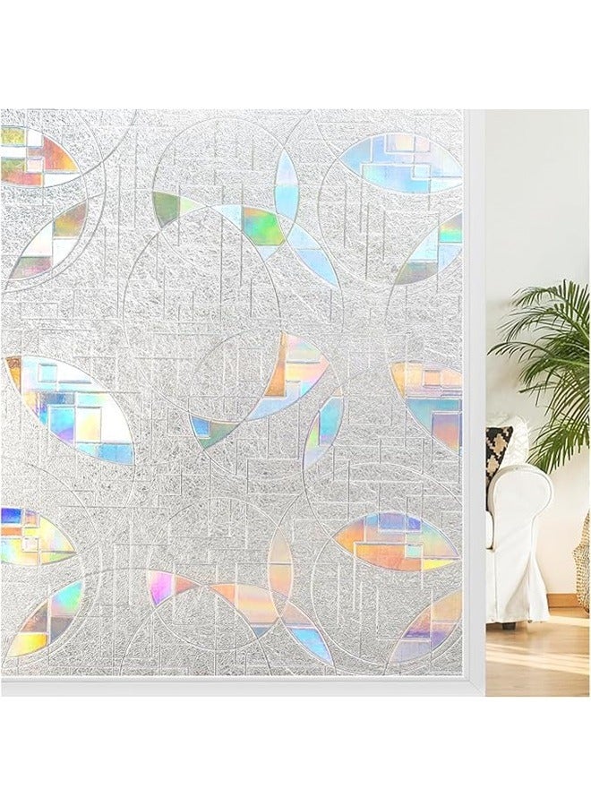 3D Decorative Static Cling Window Privacy Film Clear 45*200cm，Decorative Rainbow Window Film, Static Cling Prism Stained Glass Sticker, Anti-UV Front Door Glass Covering for Home - Image 4