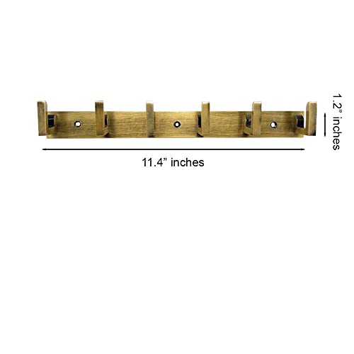 VOLO® Antique Brass 6 Pin Metal Bathroom Cloth Hooks Hanger Door Wall Robe Hooks Rail for Hanging Keys,Clothes,Towel (Antique) (Pack of 2 Pcs.) - Image 2