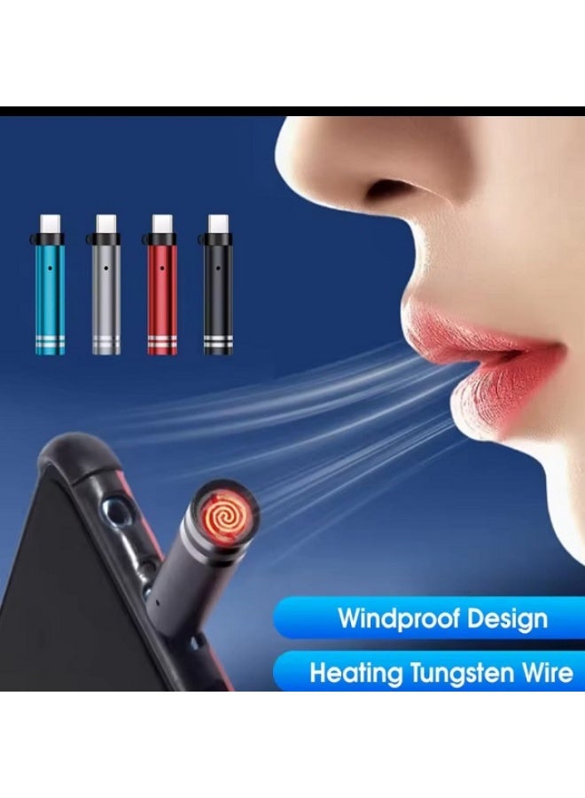 Portable Type-C, Cell Phone Port Electric Lighter, USB-C Portable Pocket Outdoor Emergency Flameless Flameless - Image 4