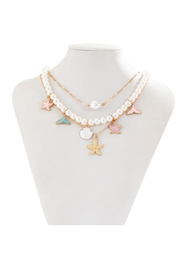 Starfish Necklace for Women Shell Pendant Necklaces Seashell Charm Necklace Boho Shell Summer Beach Surfer Jewelry Outfits Accessories - Image 3