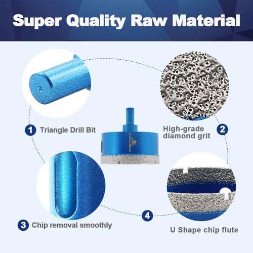BRSCHNITT Dry Diamond Core Drill Bit,BRSCHNITT 4 Inch 100mm Diamond Hole Saw Core Drill Bit with Triangle Shank for Porcelain Tile Ceramic Stone Granite Marble - Image 5