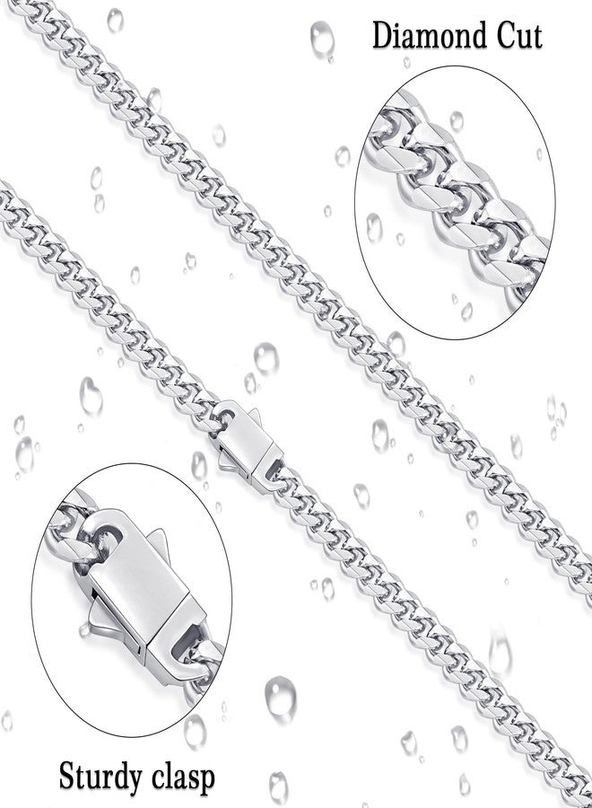 Fiusem سلسلة كوبية رجالية من فيوسيم، مطلية بالذهب عيار 14 قيراطًا، بلون فضي/أسود/3.5 مم، مصنوعة من الفولاذ المقاوم للصدأ، متوفرة بأطوال 16، 18، 20، 22، 24، 26، 28 بوصة، 24 بوصة، بدون أحجار كريمة. - Image 4