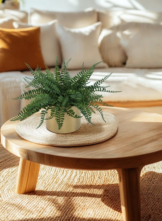 DuHouse Artificial Fern Potted Plant, Fake Greenery Plants in Pot, Faux Fern for Home Office Desk Shelf Bathroom Kitchen Farmhouse Tabletop Decoration(Large-Gold Pot) - Image 2