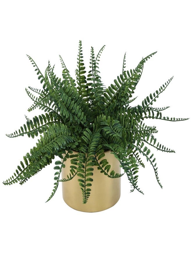 DuHouse Artificial Fern Potted Plant, Fake Greenery Plants in Pot, Faux Fern for Home Office Desk Shelf Bathroom Kitchen Farmhouse Tabletop Decoration(Large-Gold Pot) - Image 1