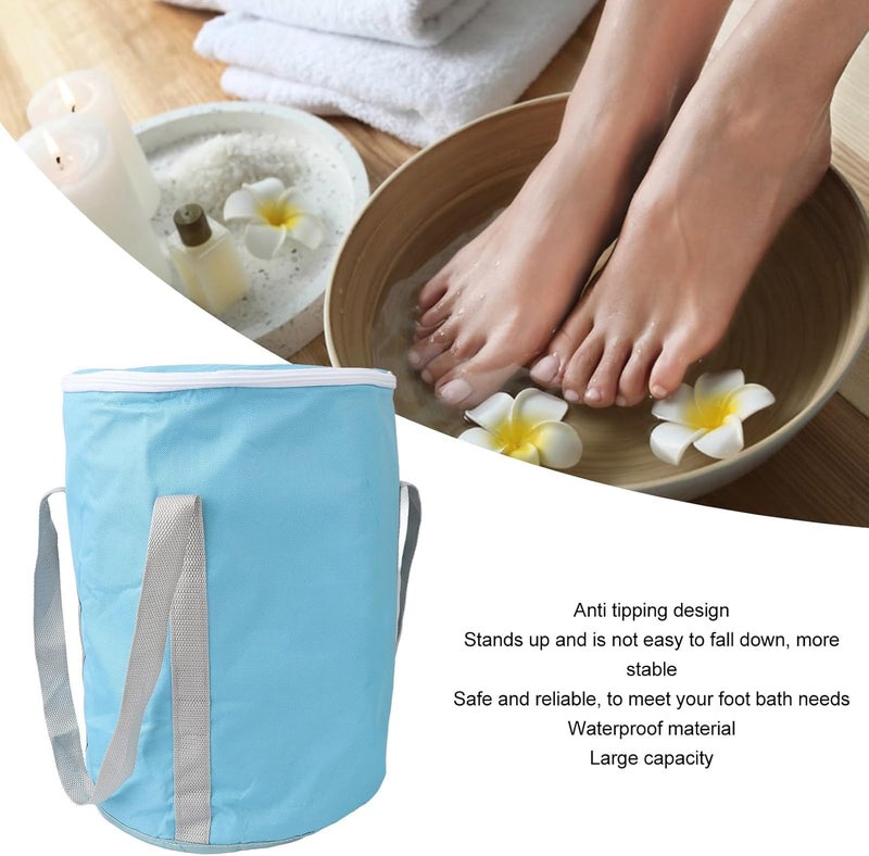 klarako Collapsible Foot Soaking Bath Bag Insulated Portable Travel Foot Bath Bag for Camping (Blue) - Image 3