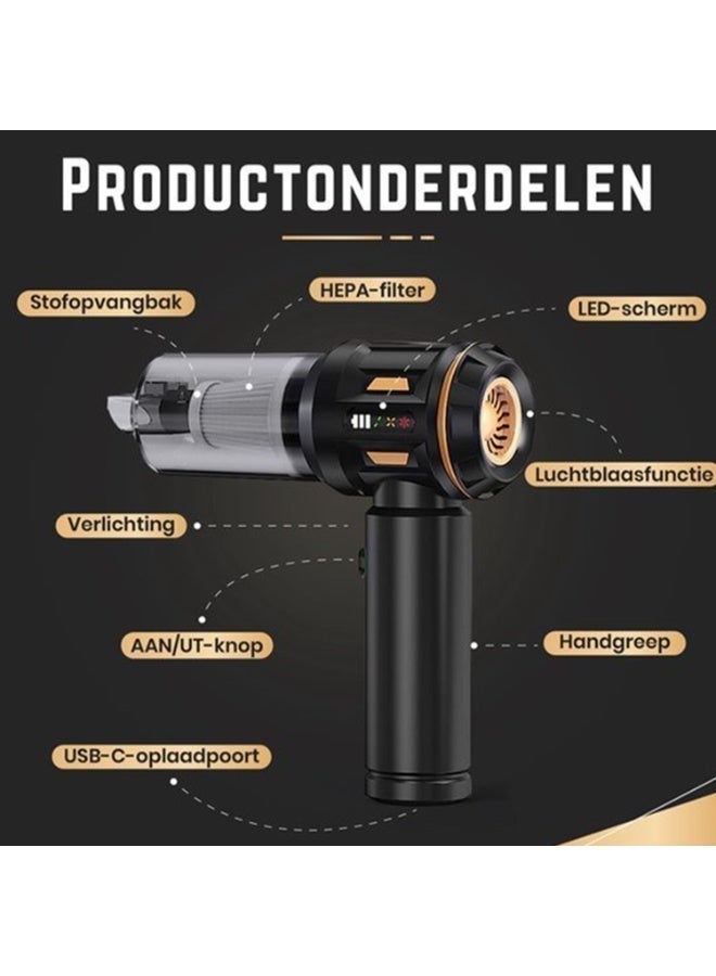 Ump 4-in-1 Handheld Vacuum Cleaner Cordless, Mini Wireless Vacuum, Portable Car Vacuum, 16000Pa Strong Suction, 6000mAh Battery Rechargeable, 3-Gear Air Duster Blower Inflator Pump, Cleaner for Car, Home, Office - Image 2