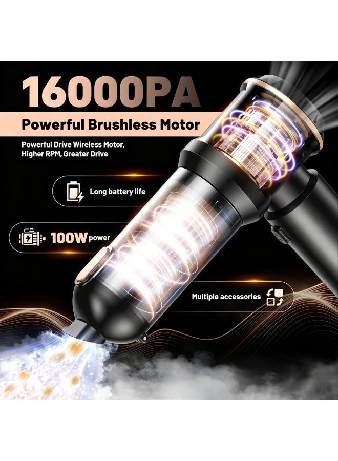 Ump 4-in-1 Handheld Vacuum Cleaner Cordless, Mini Wireless Vacuum, Portable Car Vacuum, 16000Pa Strong Suction, 6000mAh Battery Rechargeable, 3-Gear Air Duster Blower Inflator Pump, Cleaner for Car, Home, Office - Image 3