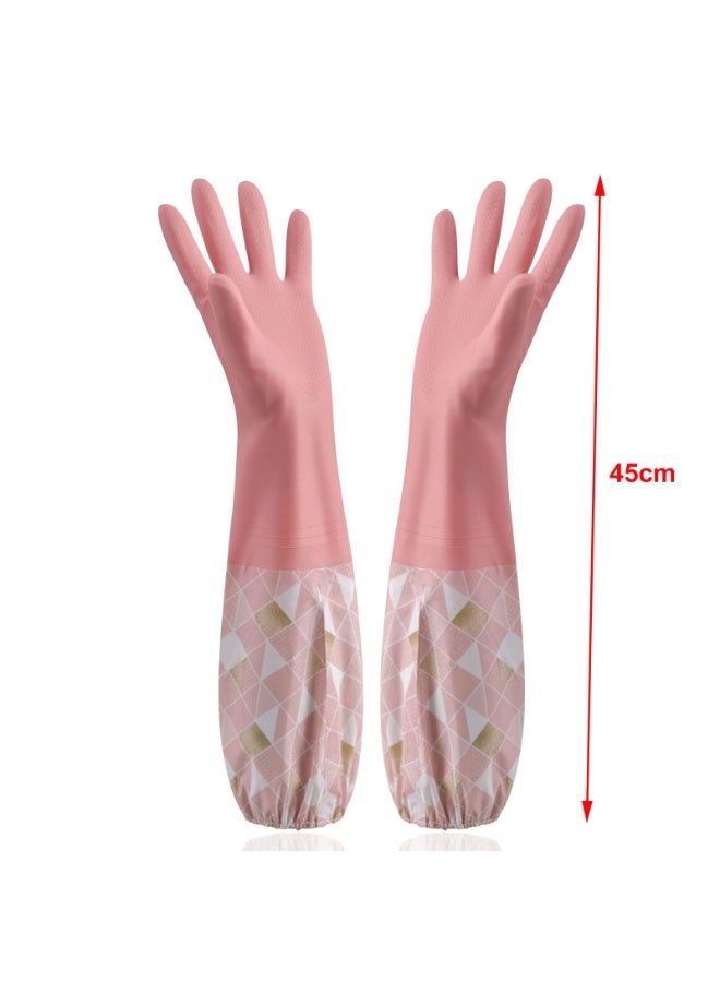 Housework Gloves for Washing Dishes and Vegetables, Household Cleaning, Laundry, Kitchen Elastic Band Mouth Rubber Latex Gloves, 2 Pairs - Image 2