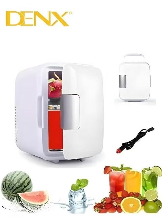 Denx Mini refrigerator suitable for home and car to store hot and cold foods and drinks, 4 liter capacity
